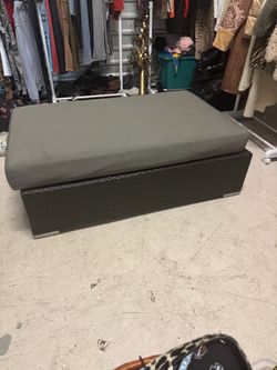 Outdoor Wicker Patio Bench / Ottoman with Cushion