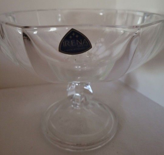 New Irena Footed Crystal Pedestal Bowl, Berlin Pattern