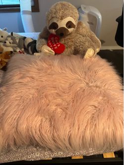 Pink fully pillow and sloth stuffed animal