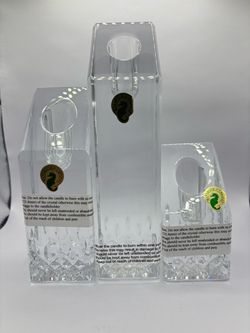 Waterford Crystal Angular Candlesticks Pair NEW in Box w/ Inserts Set Of 3