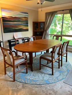 Mid-Century Teak Dining Table with 6 Chairs
