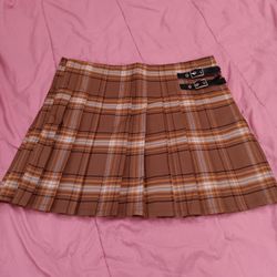 Brown Plaid Skirt