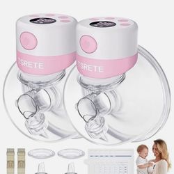 TSRETE Double Wearable Breast Pump Electric Hands-Free 2 Modes 9 Levels - Pink