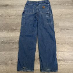Vintage 1990s Carhartt Men’s Blanket Lined Blue Carpenter Denim Jeans 