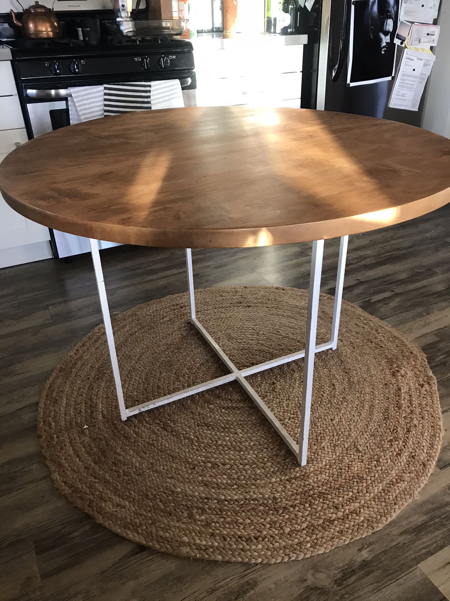 Wood and Metal Round Dining Table