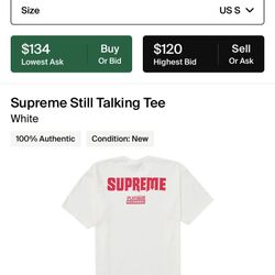 Supreme Still Talking Tee Size Small Brand New 