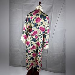 Vintage Victoria’s Secret Gold Label Cream Floral Polyester Robe 