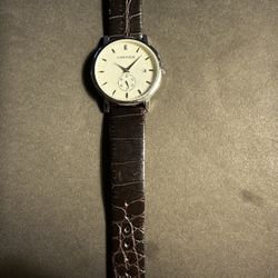 Cartier Silver Dial Watch with Brown Leather Strap