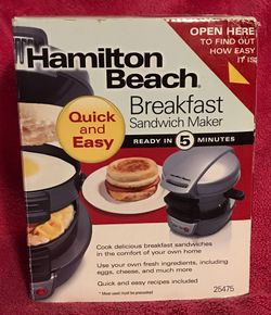 Hamilton Beach Breakfast Sandwich Maker 25475 NEW!