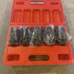 5pc 1/2" Drive 12 Point Drive Deep Spindle Axle Nut Socket Set 30mm 32mm 34mm 35mm 36mm，Heavy Duty Use In Removing And Installing Axle Nuts