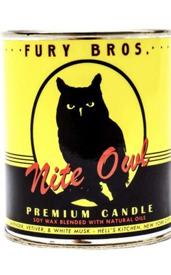 Long-Burning, One-Pint Premium Candles for Men | Vintage Inspired Oil Can Design | Nite Owl - Lavender, Vetiver, White Musk | Soy Wax, Vegan Friendly,