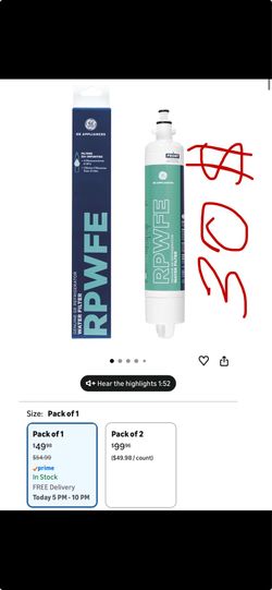 GE water filter RPWFE