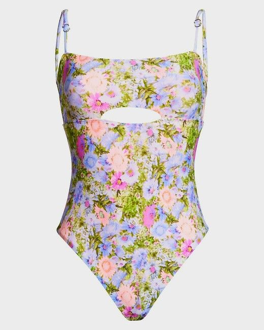 VYB Daisy Days Bandeau Cutout Peephole One Piece Swimsuit Bathing Suit XL