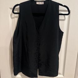 Satin Black Vest Button Up 