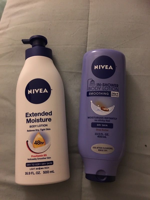 Nivea body wash and body lotion