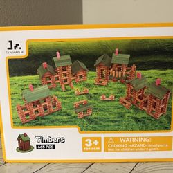 Sainsmart Jr. 665 Pcs Wooden Log Cabin Set Building House Toy For Toddlers, Classical Stem Construction Kit Compatible With Lincoln Logs For 3+ Kids