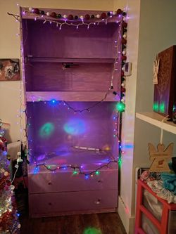 Vintage Large Wooden Bookcase with Drawers