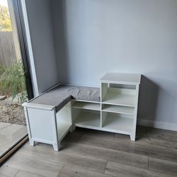 White Book Case Shelf With Bench