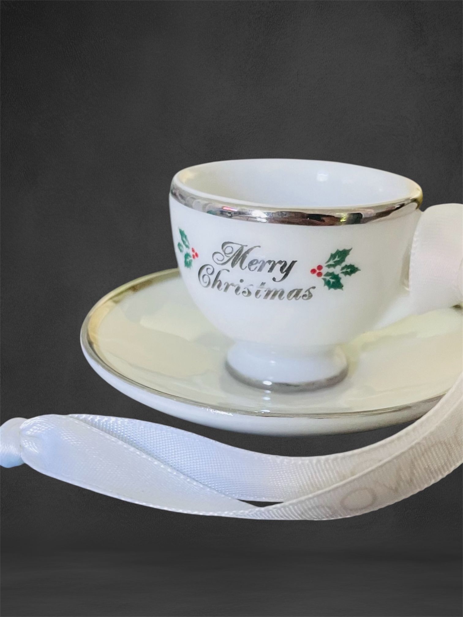 Wedgwood Mini Tea Cup and Saucer Christmas Ornament NEW!!