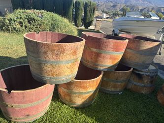 Oak Barrel Planters 