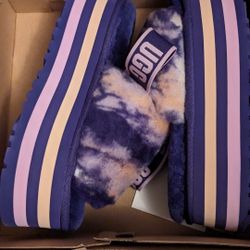 women ugg fluff yeah slide marble violet night size 6 