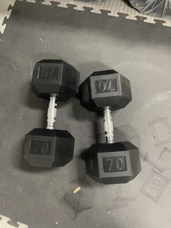 Dumbbells Hexagonal 70lbs Pair Brand New 