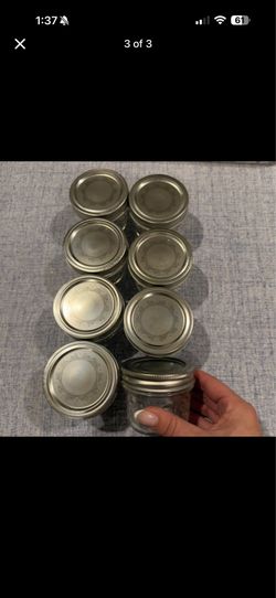 Set of 8 Mini Mason Jars with Lids – New, Never Used