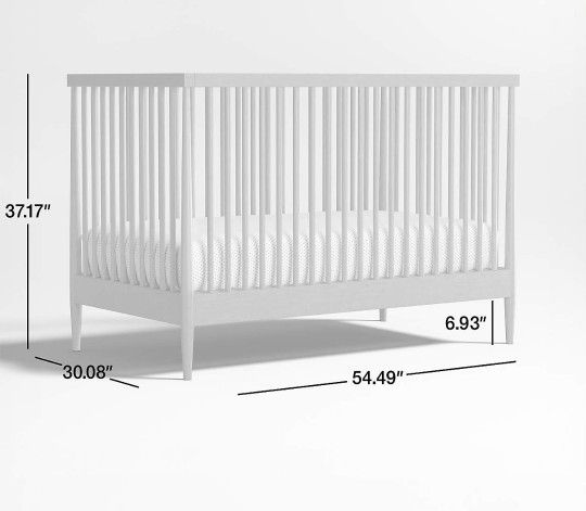 Crate & Barrel Kids Hampshire Crib (White) & Naturepedic 2 Stage Crib Mattress w/ Waterproof Pad