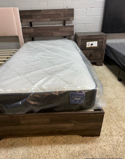 Twin bed with Mattress & Nightstand