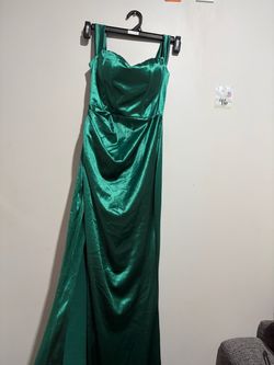 Emerald Green Satin Formal Gown