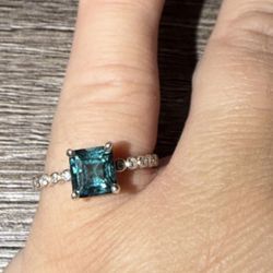 Teal Sapphire Ring 925
