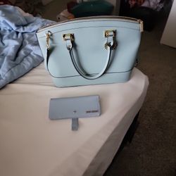 Blue Bag And Wallet 