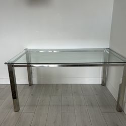 Rectangular Glass Dinning Table With Metal Legs