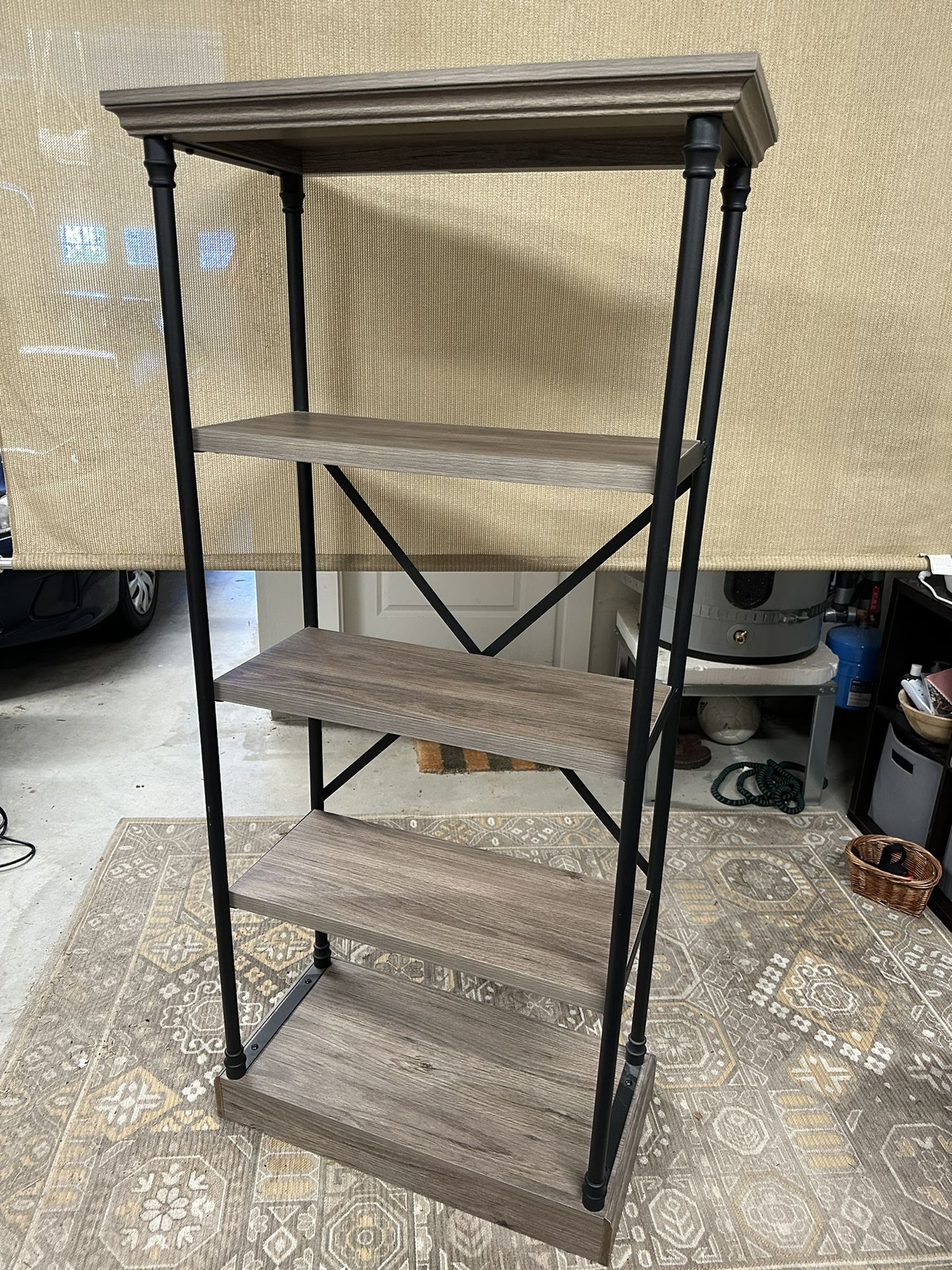 5-Tier Bookshelf - Industrial Wood & Metal