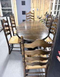 Solid Wood Dining Table Set And 6 Chairs