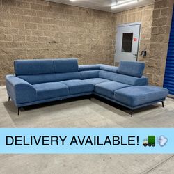 Blue L Sectional Couch Sofa w/ Adjustable Headrests (DELIVERY AVAILABLE! 🚛💨)