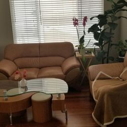 Two Loveseats And End Table 