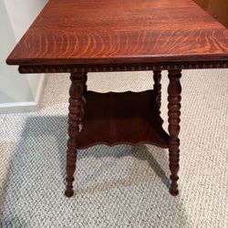 Antique Square Table With Lower Shelf