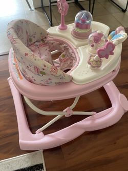 Disney Baby Walker with Wheels, Pink Baby Walkers and Activity Center for Infants