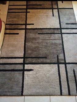 Gray and Black Geometric Area Rug