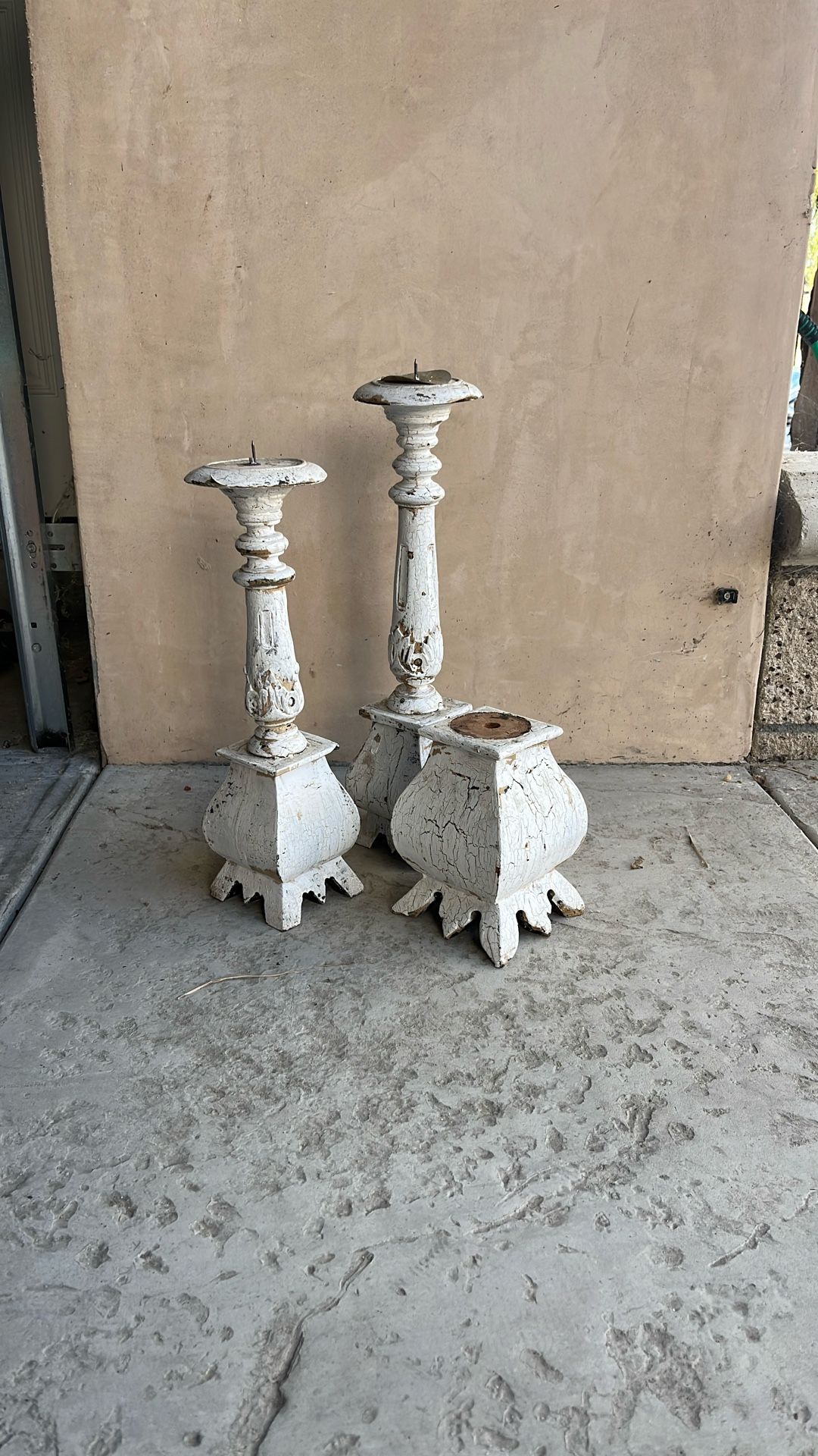 3 Rustic Wood Candle Holders