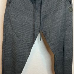 Hurley Men’s Jogger Sweatpants – Gray Athletic Pants, Zip Pockets, Size Large