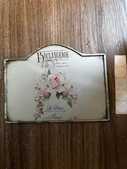 4x6 Vintage Floral Perfume Bottle wood Wall Sign