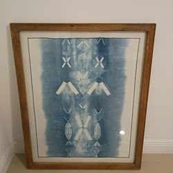 Shibori textile natural art mint condition! Cherry Wood frame.