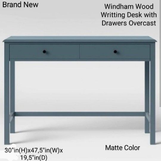 Brand New Threshold Wyndham Wood Console Table Or Writing Desk With Drawers Overcast Matte Color