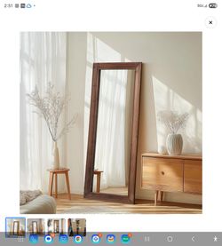 Rustic Floor Full Length Mirror Wood Frame, 56"x21" - Brand New