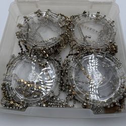 Vintage Rhinestone Chain Trim Lot – 4 Spools Assorted Clear & Pearl Embellishment Strands – Craft / Costume / Jewelry Making