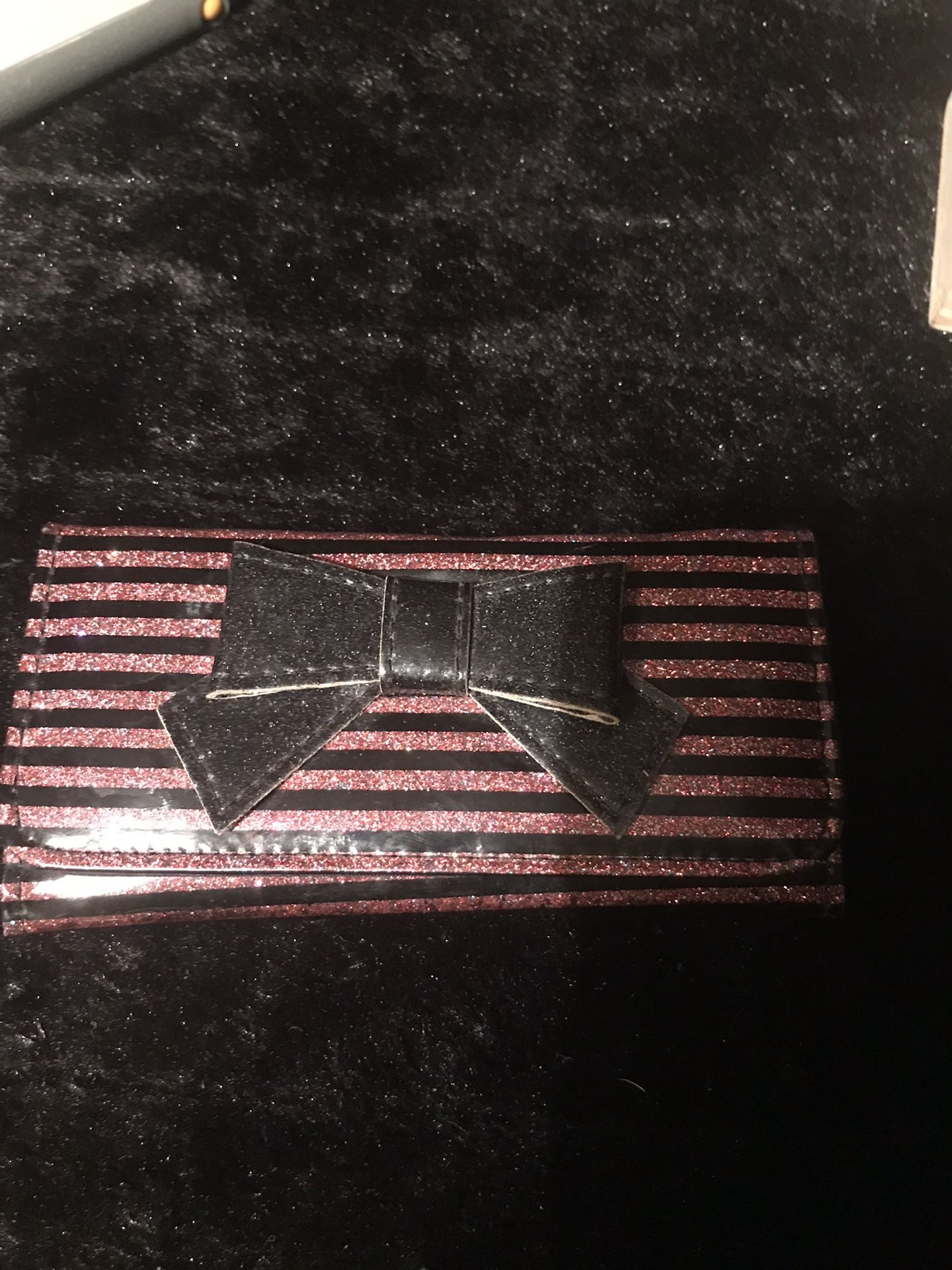 Pink sparkle black bow wallet
