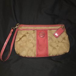 Coach Signature Canvas Wristlet Clutch
