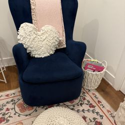 West Elm X Pottery Barn Kids Niels Wing Glider In Performance Velvet Ink Blue